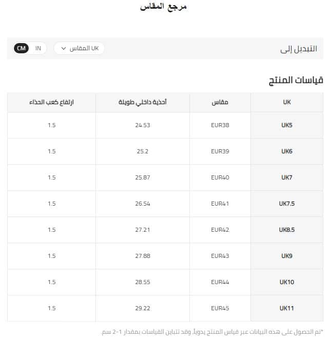 قياس شي ان فى الصندل الرجالي UK