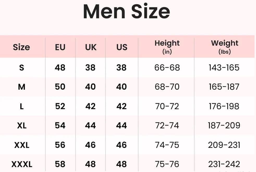 مقاسات الرجال من بات بات للاطقم
