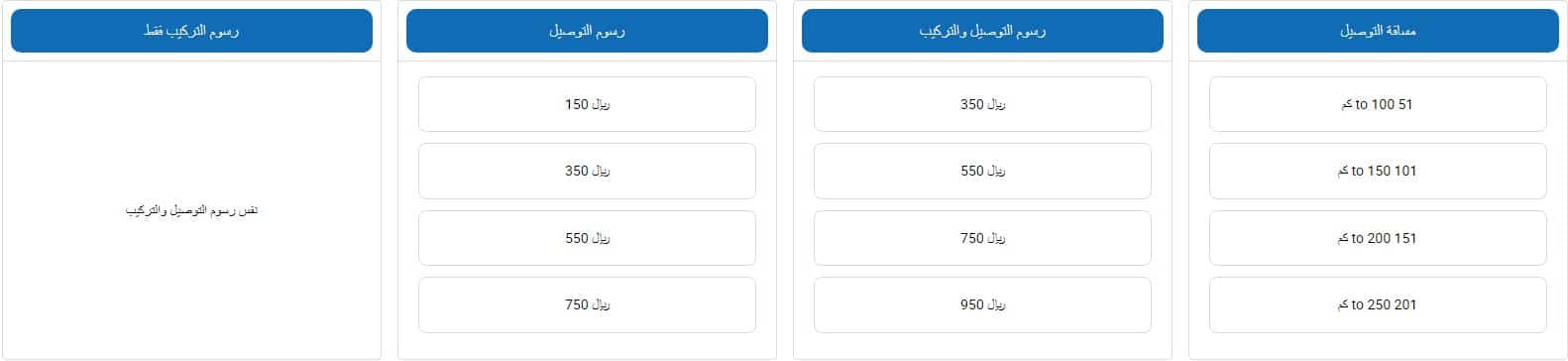 رسوم التوصيل من ساكو