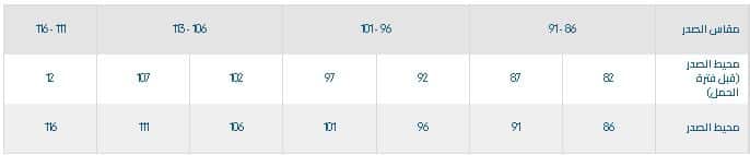 قياسات الحوامل للصدر من مذركير