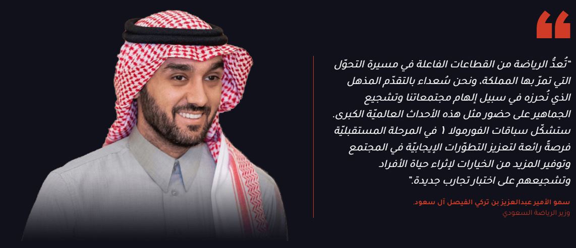 كلمة وزير الرياضة السعودي فى سباق فورمولا1